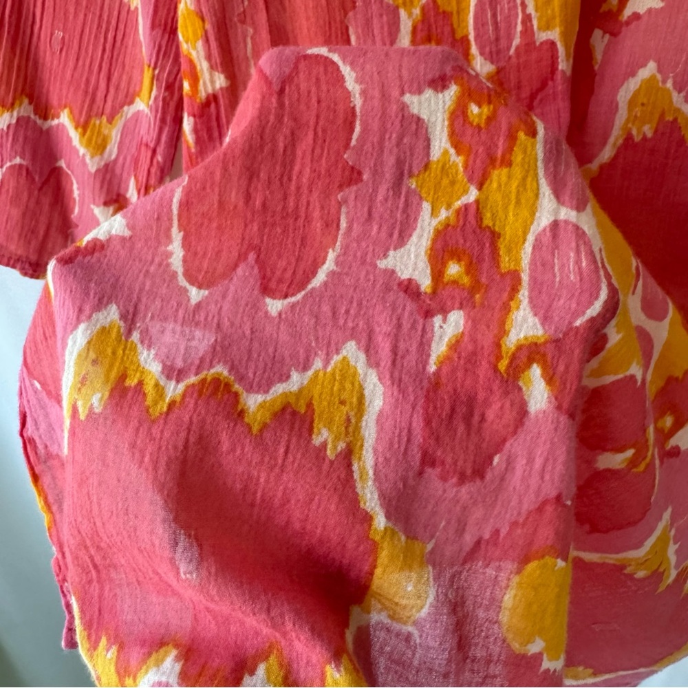 Rock Flower Paper Womens Small Embroidered Tunic Blouse 100% Cotton Pink Beachy - Picture 8 of 9